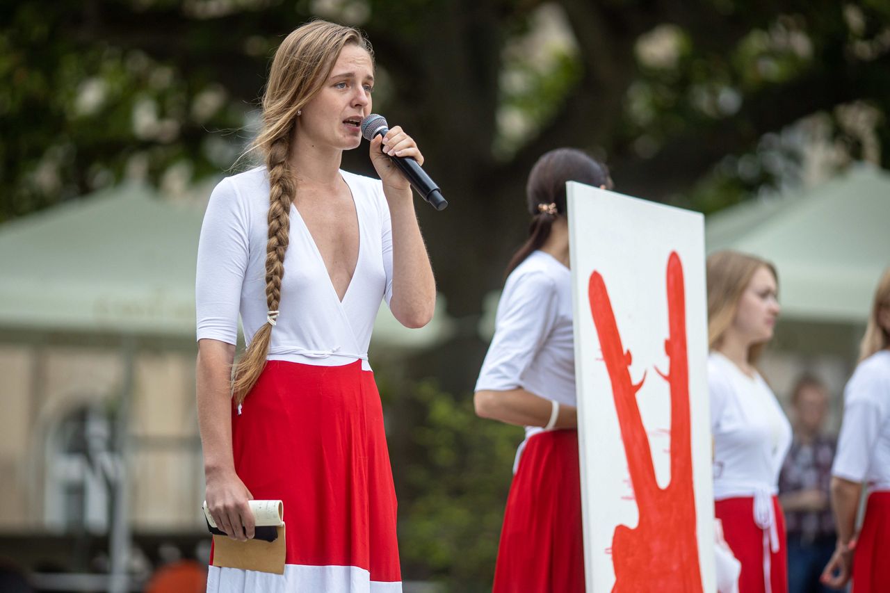 Jana Szostak podczas jednej z manifestacji w Poznaniu