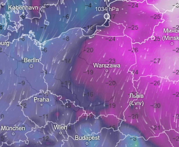 Temperatura odczuwalna w poniedziałek rano