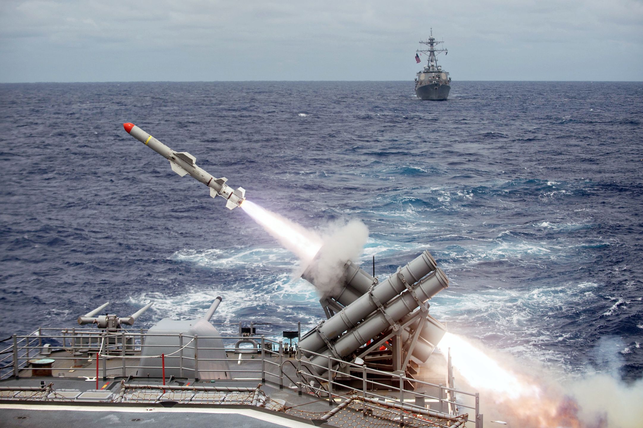 US Navy Guided Missile Crusier USS Shiloh Fires Harpoon Missile
Sept. 15, 2014 - Uss Shiloh, United States of America - A Harpoon anti-ship missile is launched from the Ticonderoga-class guided-missile cruiser USS Shiloh during exercise Valiant Shield 2014 September 15, 2014 off the coast of Guam.,Image: 267647762, License: Rights-managed, Restrictions: , Model Release: no, Credit line: Mcs3 Kevin V. Cunningham / Zuma Press / Forum
Mcs3 Kevin V. Cunningham / Zuma Press / Forum
USN, Ticonderoga-class, guided-missile, cruiser, USS, Shiloh, harpoon, anti-ship, missile, fires, launch, rocket, Valiant, Shield, exercise, Guam, Pacific, Ocean, warship, ship, naval, power, military, armed, forces, day, outdoors, no, people, nobody, US, USA, American, United, States, horizotnal, Navy, zselect, zagency, zwire, Harpoon_Missile_20019.JPG, zarchive, zadvisory, 20140915_zaa_p138_006.jpg, category_code_new