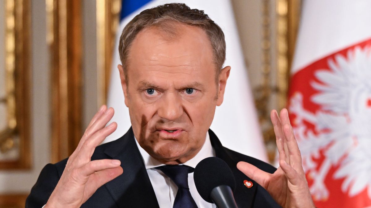 Paryż, Francja, 27.03.2025. Premier Donald Tusk podczas konferencji prasowej w Ambasadzie RP w Paryżu, 27 bm. W stolicy Francji odbywa się szczyt ws. gwarancji bezpieczeństwa dla Ukrainy. (aldg) PAP/Radek Pietruszka