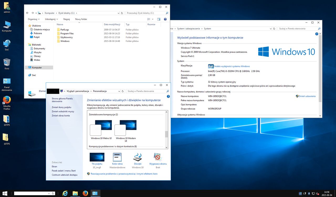 Windows 7 z zainstalowanym Windows 10 Transformation Pack