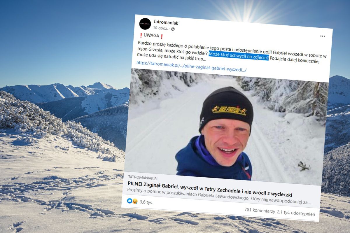 Kolejne zaginięcie w Tatrach. 46-latek nie wrócił z wycieczki
