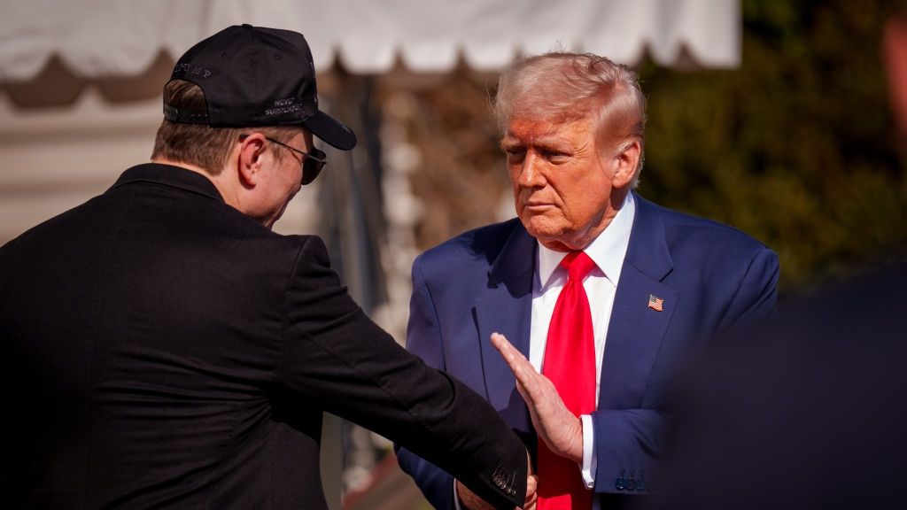 President Trump Speaks Alongside Tesla Vehicles At The White House
WASHINGTON, DC - MARCH 11: U.S. President Donald Trump and White House Senior Advisor, Tesla and SpaceX CEO Elon Musk shake hands after looking at Tesla vehicles on the South Lawn of the White House on March 11, 2025 in Washington, DC. Trump spoke out against calls for a boycott of Elon Musk's companies and said he would purchase a Tesla vehicle in what he calls a 'show of confidence and support' for Elon Musk. (Photo by Andrew Harnik/Getty Images)
Andrew Harnik
