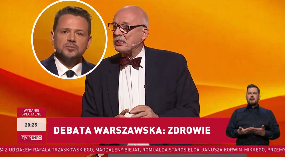 Janusz Korwin-Mikke rzucił w Rafała Trzaskowskiego świerszczem