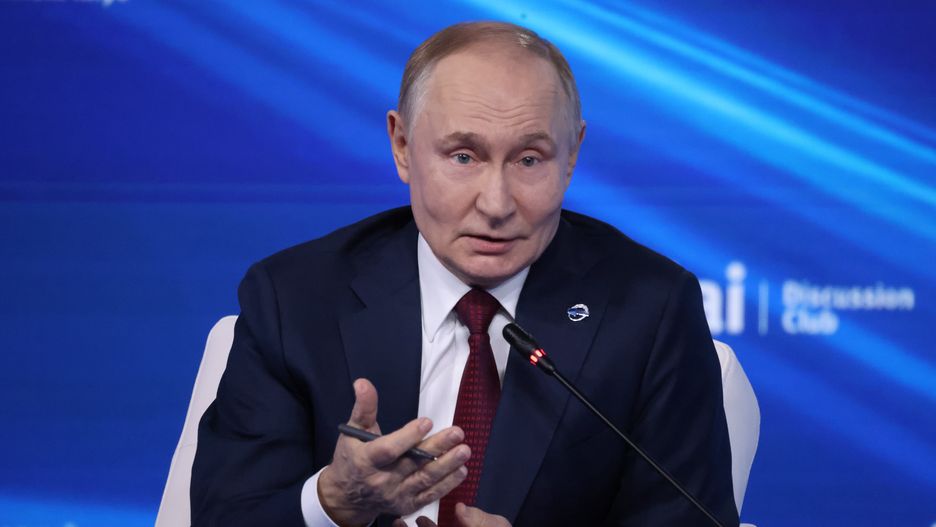 SOCHI, RUSSIA - OCTOBER 2: Russian President Vladimir Putin speaks during an annual plenary session of the Valdai Discussion Club, on October 2, 2025 in Sochi, Russia. The Valdai Discussion Club is a Moscow-based think tank bringing together Russian and Foreign pro-Kremlin political scientists and thinkers each year. It is named after Lake Vladai where the first conference was held in 2004. (Photo by Contributor/Getty Images)