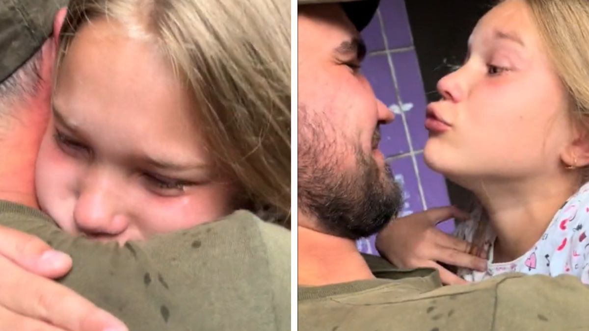 Dziewczynka popłakała się na widok taty