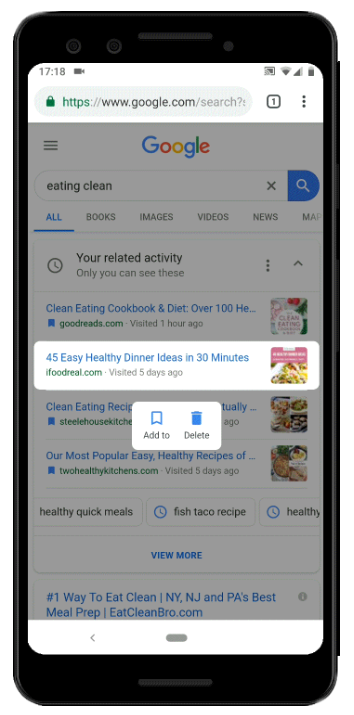 Edycja wybranej karty podpowiedzi, źródło: blog Google.