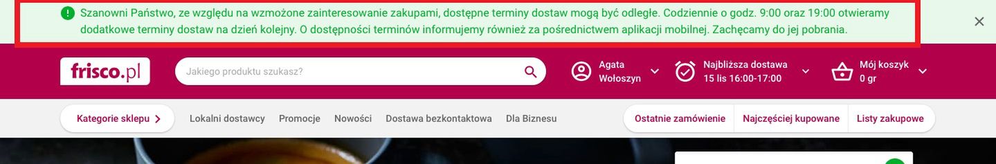 Na zakupy spożywcze z dostawą do domu musimy czekać nawet miesiąc