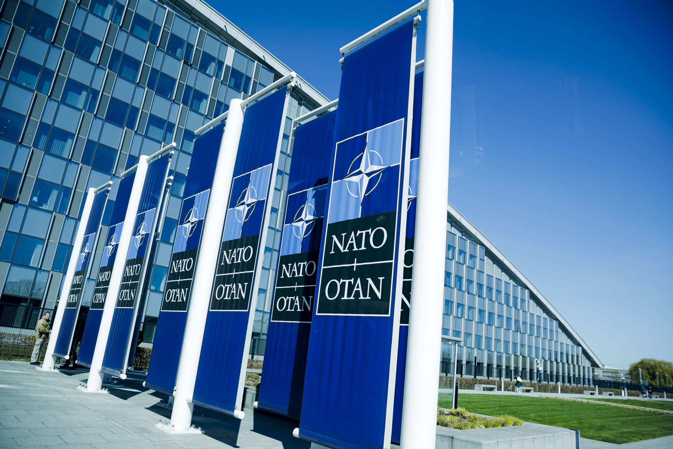 BRUSSELS, BELGIUM - APRIL 04: Exterior shot of the NATO-Headquarters on April 04, 2023 in Brussels, Belgium. (Photo by Thomas Trutschel/Photothek via Getty Images)