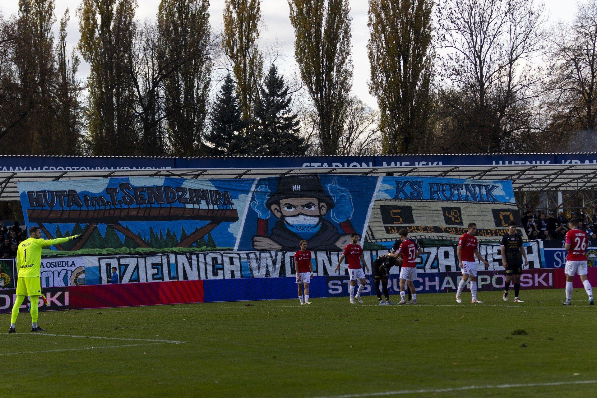 Oprawa na meczu Hutnik Kraków - Wisła Kraków.