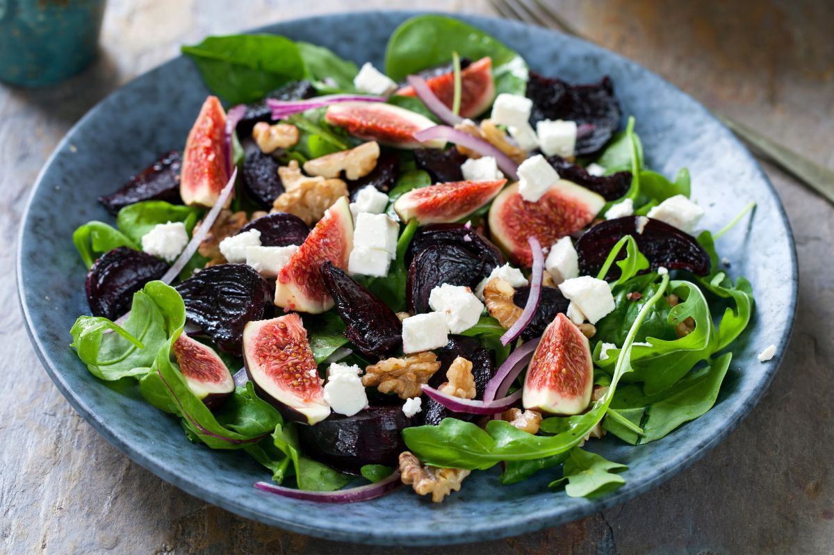 Dried figs and goat's cheese elevate classic beetroot salad