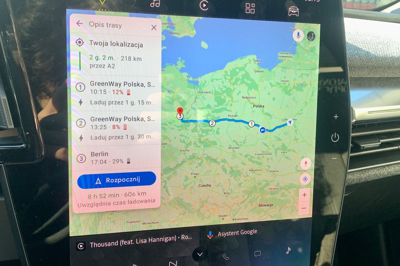 Trasa z Warszawy do Berlina zaproponowana przez Google Maps