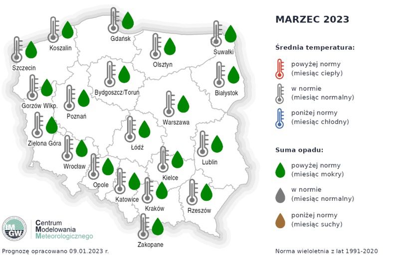 Pogoda na zimę. Marzec z opadami