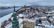Grudziądz: Zimowa sceneria z drona. Miasto w bieli