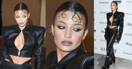 Julia Wieniawa mrozi spojrzeniem i kusi dekoltem w skórzanej stylizacji na Elle Style Awards. Ponętna? (ZDJĘCIA)
