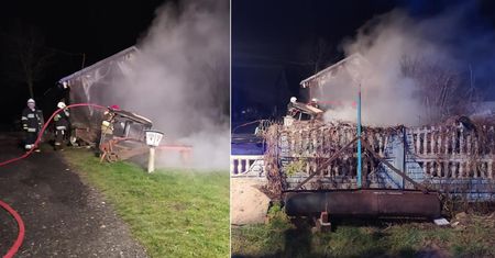 Przyczepa spłonęła doszczętnie. Nie żyje starszy mężczyzna