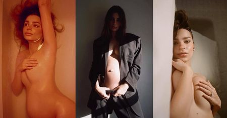 Wyzwolona Emily Ratajkowski pozuje "w stroju Ewy", prezentując ciążowe kształty (ZDJĘCIA)