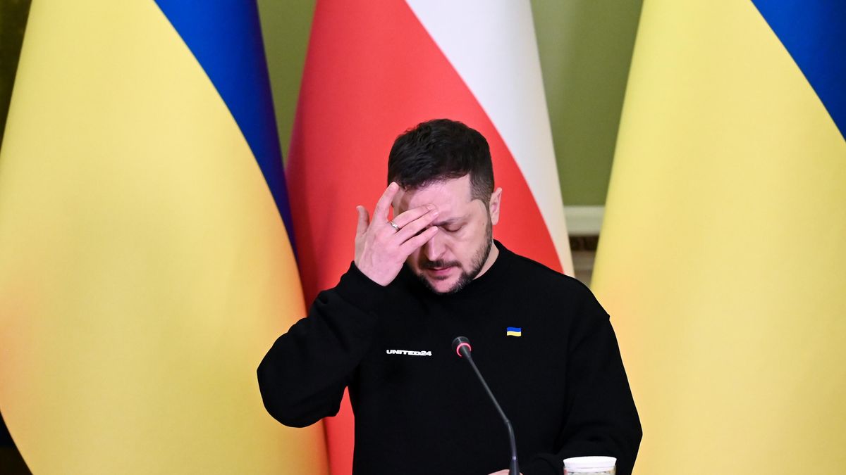 Wo�odymyr Ze�enski
Kij�w, Ukraina. 24.02.2023. Prezydent kraju Wo�odymyr Ze�enski (na zdj.) na wsp�lnej konferencji prasowej z goszcz�cym w Kijowie, 24 bm. w 1. rocznic� inwazji Rosji na Ukrain� premierem RP Mateuszem Morawieckim.  (vr/dw) PAP/Viacheslav Ratynskyi
Viacheslav Ratynskyi
1. rocznica inwazji rosji w ukrain�, agresja, atak, inwazja, konferencja, konflikt zbrojny, rosyjska, rosyjski, spotaknie, w kijowie, wizyta, wizyta zagraniczna, wojna