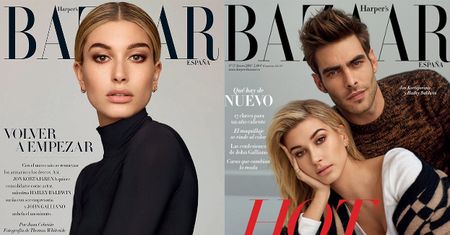Hailey Baldwin na dwóch okładkach "Harper's Bazaar"