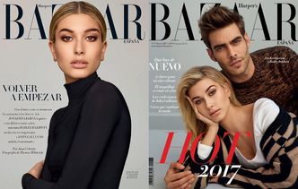 Hailey Baldwin na dwóch okładkach "Harper's Bazaar"