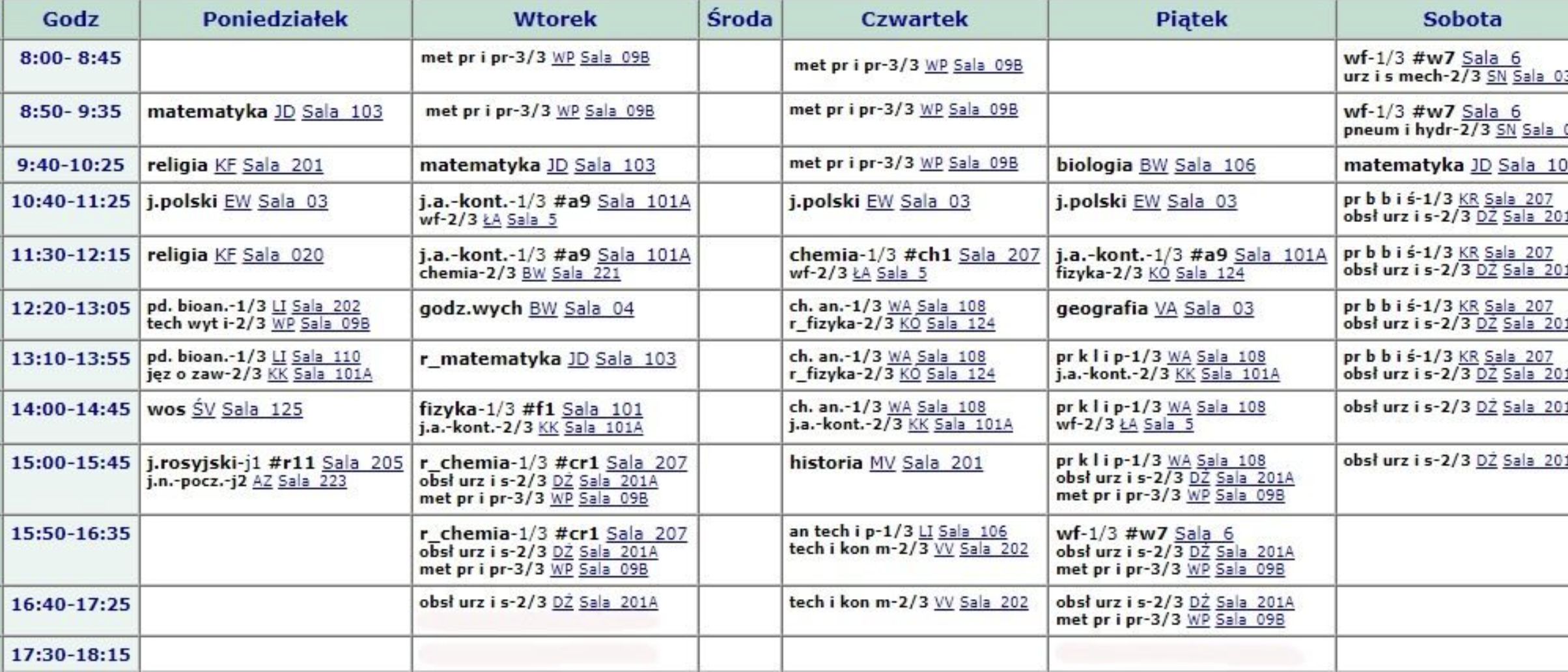 Plan lekcji opublikowany w wątku Threads 