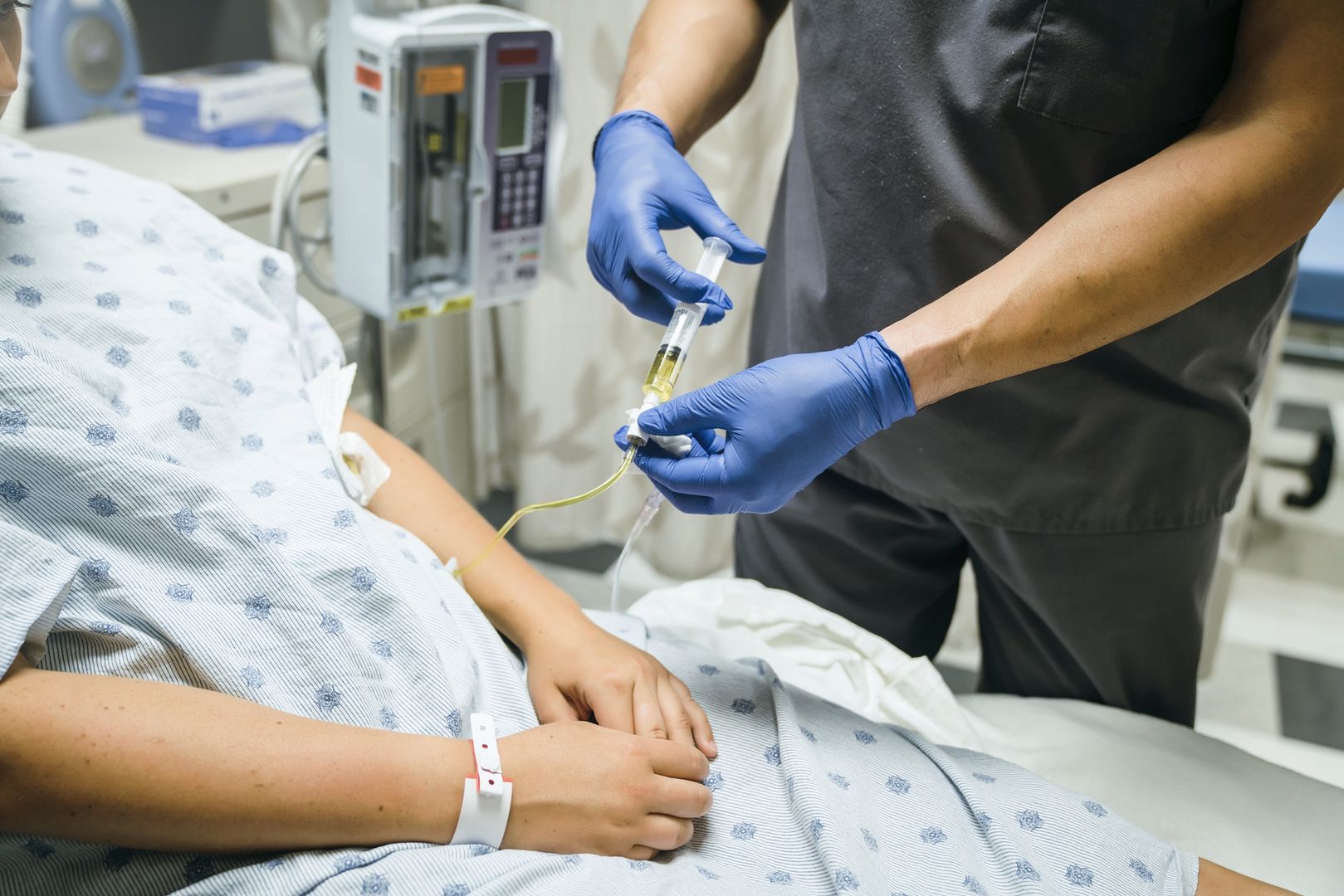 Nurse injecting medicine into tube of patient
FS Productions
authentic, authenticity, caucasian, close up, drug, expert, gen z, girl, health, healthcare, hospital bed, hospital room, houston, intravenous, man, medical, minority, needle, pain killer, pharmaceutical