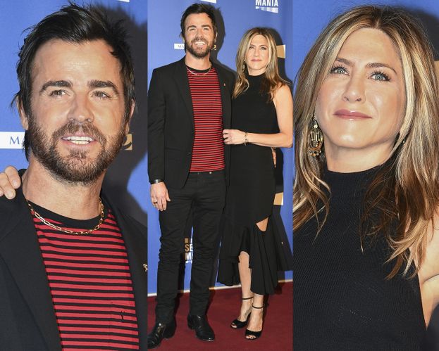 Jennifer Aniston z mężem na ściance w Paryżu