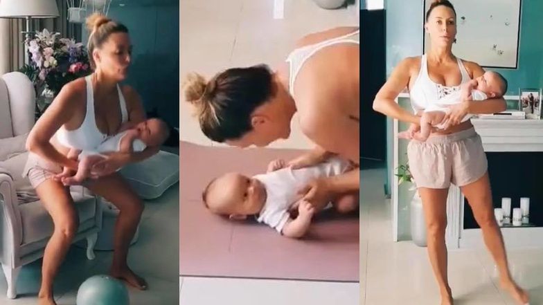 Małgorzata Rozenek ćwiczy z dwumiesięcznym Henrykiem na rękach