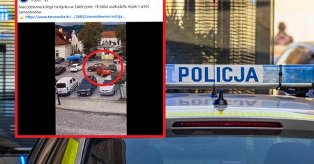 Zaskakujące sceny na rynku w Zakliczynie. 78-latka uszkodziła sześć aut