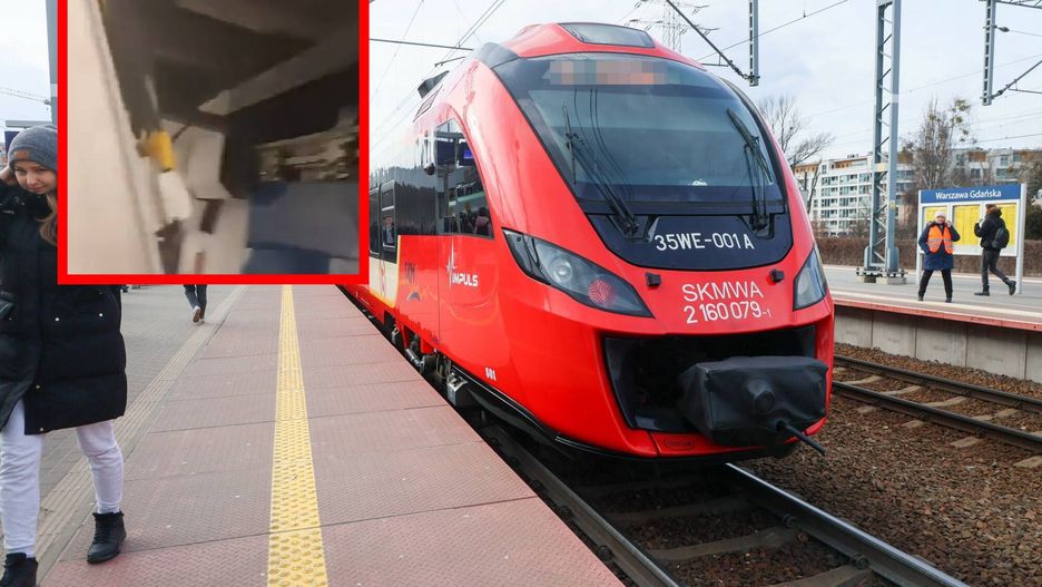Na pasażerów pociągu PKP spadł sufit