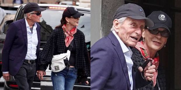 Michael Douglas i Catherine Zeta-Jones przechadzają się po Rzymie. Przy okazji odwiedzili swój apartament za miliony (ZDJĘCIA)