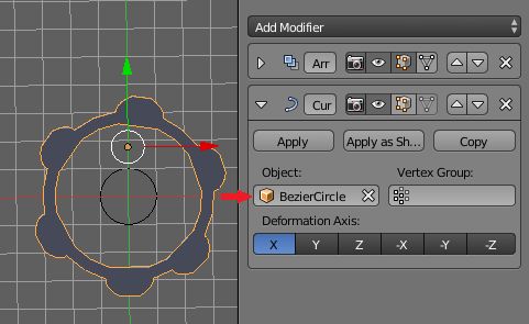 Ustawianie modyfikatora Curve