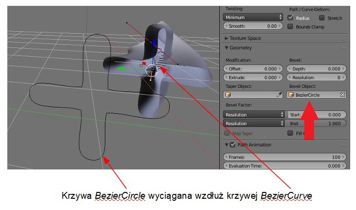 Krztałtowanie krzywych - Bevel