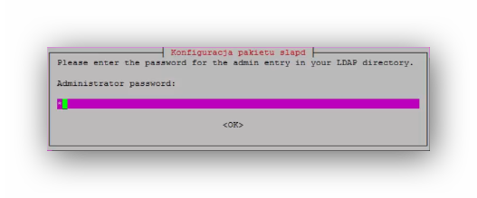 Konfiguracja pakietu slapd - hasło dla konta admin