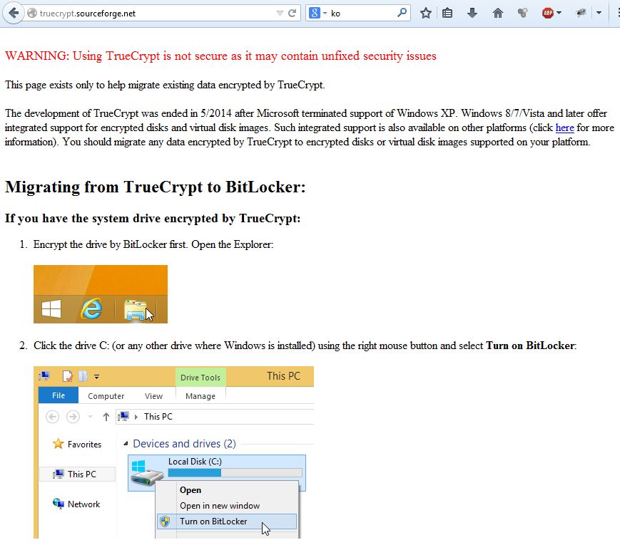 Oficjalna strona TtrueCrypt i informacja o zagrożeniu...