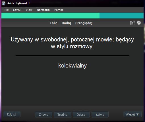 Anki z paskiem postępu...