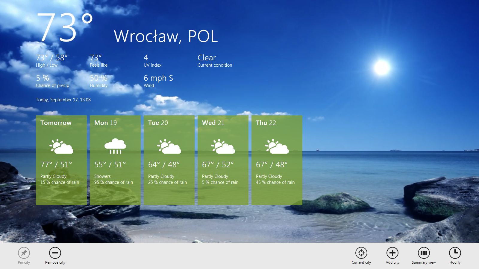 Ładna aplikacja Metro do pogody...