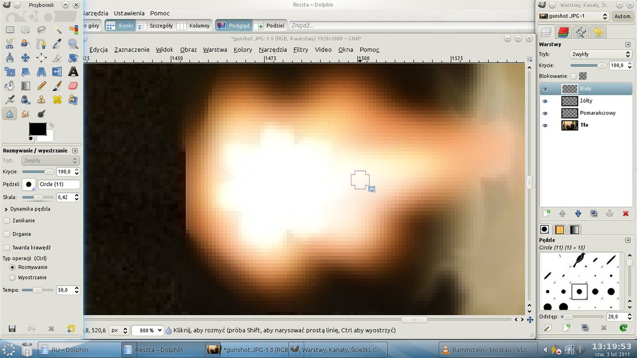 GIMP - efekt wystrzału