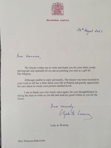 List od Królowej Elżbiety II dla Wanessy Bąkowskiej