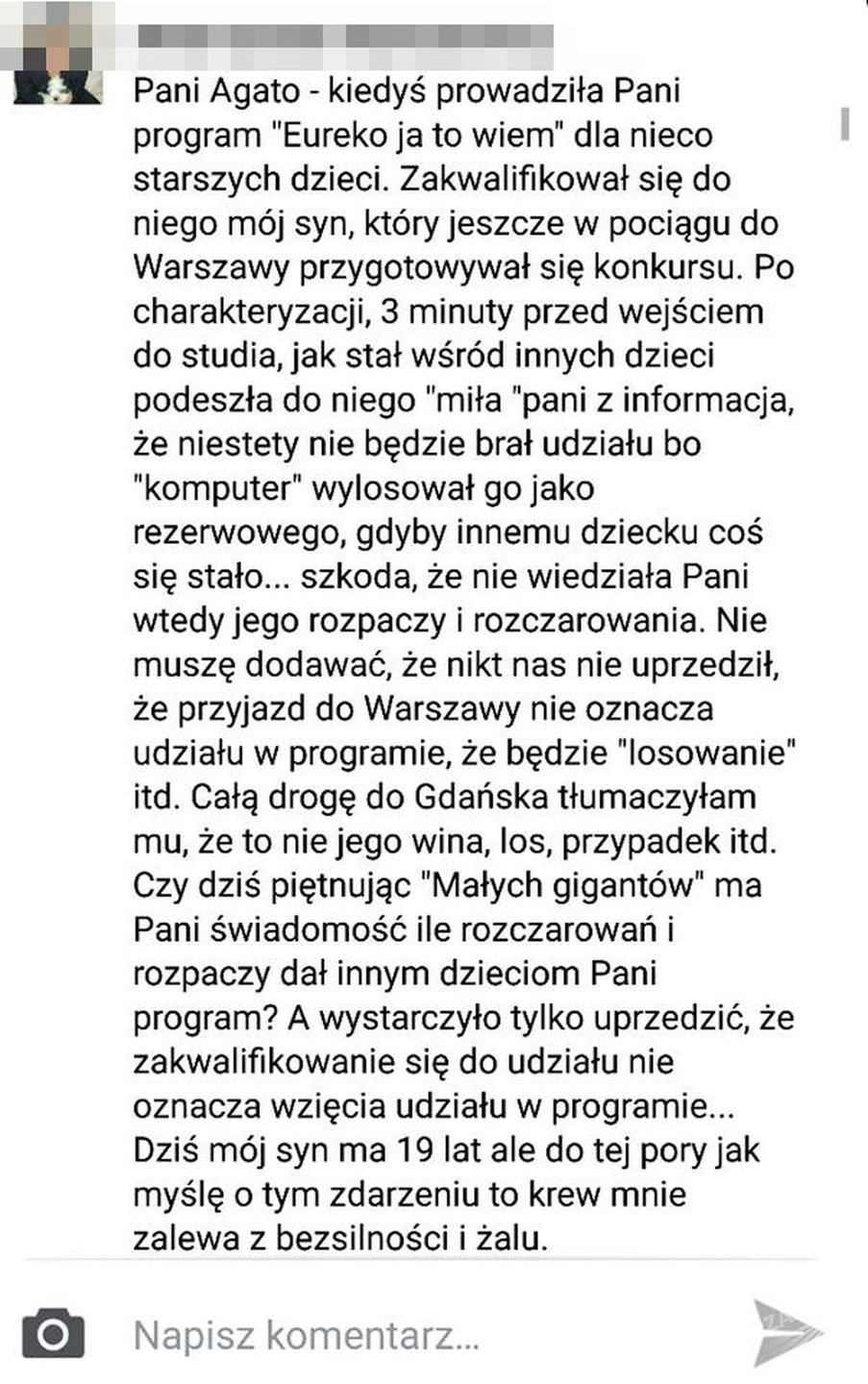 Post matki udostępniony przez Filipa Chajzera Fot. screen z FAcebook