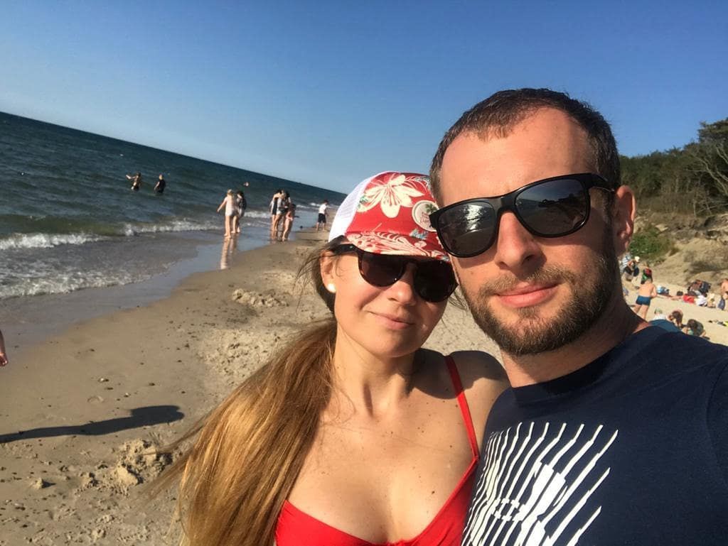 Anna Guzik z mężem