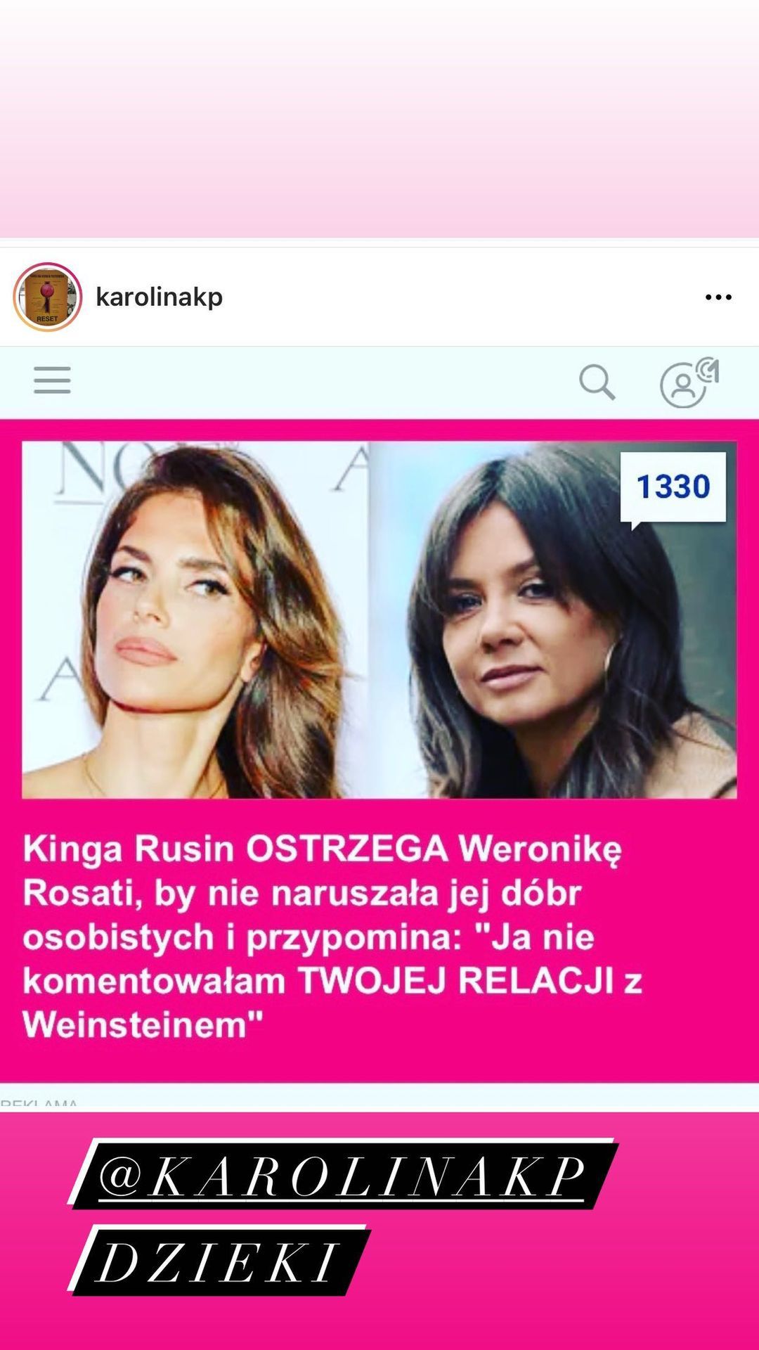 Weronika Rosati odpowiada Kindze Rusin