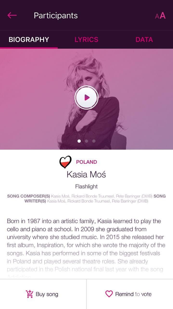 Głosowanie na Eurovision 2017 przez aplikację