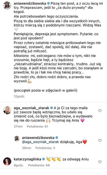 Anna Wendzikowska otrzymała wsparcie internautów i koleżanek z branży