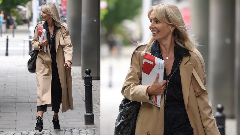 Agnieszka Woźniak-Starak przed studiem "Dzień dobry TVN"