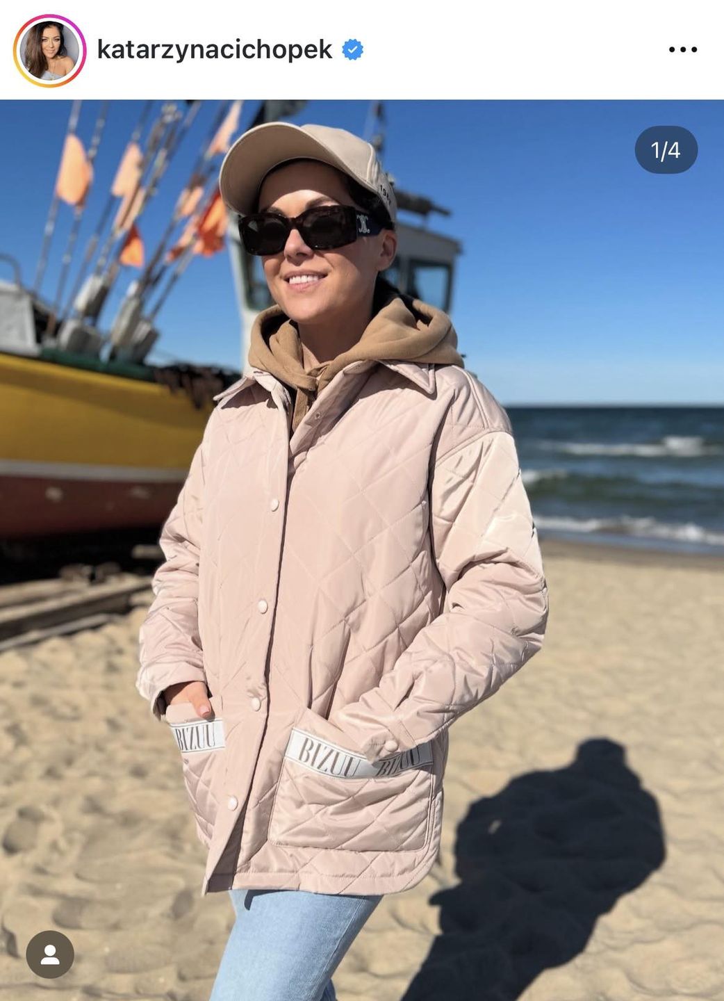 Katarzyna Cichopek w pikowanej kurtce 