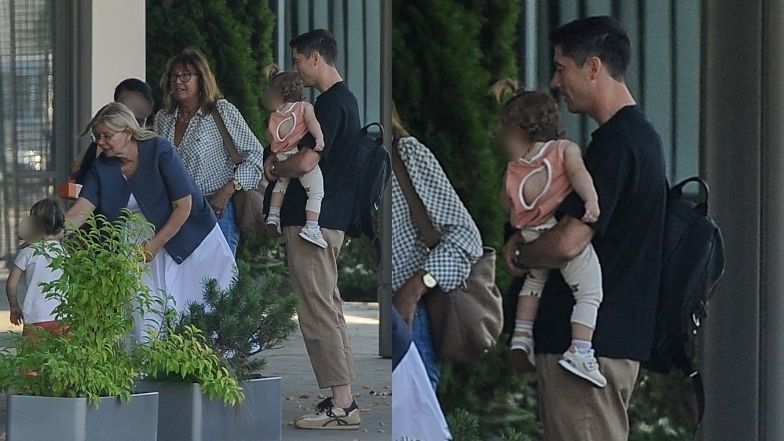 Robert Lewandowski z córkami, mamą i teściową