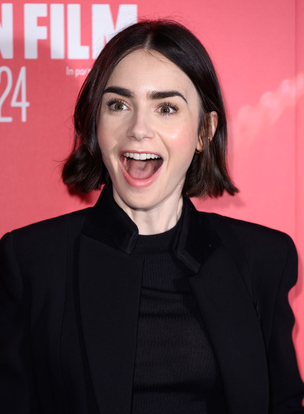 LONDON, ENGLAND - OCTOBER 12: Lily Collins attends the "The Summer Book" Special Presentation during the 68th BFI London Film Festival at The Curzon Mayfair on October 12, 2024 in London, England. (Photo by Karwai Tang/WireImage)