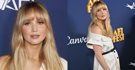 Jennifer Lawrence PROMIENIEJE na ściance pierwszy raz od ogłoszenia radosnych wieści. Pod luźną sukienką odznaczały się ciążowe krągłości