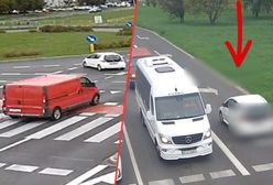 Straciła głowę. Jechała "pod prąd" rondem